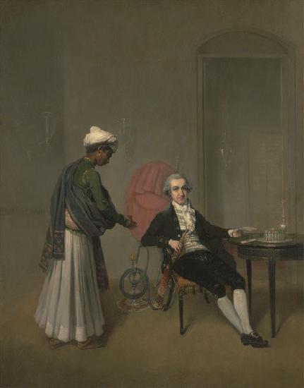 Arthur William Devis Portrait of a Gentleman, Possibly William Hickey, and an Indian Servant